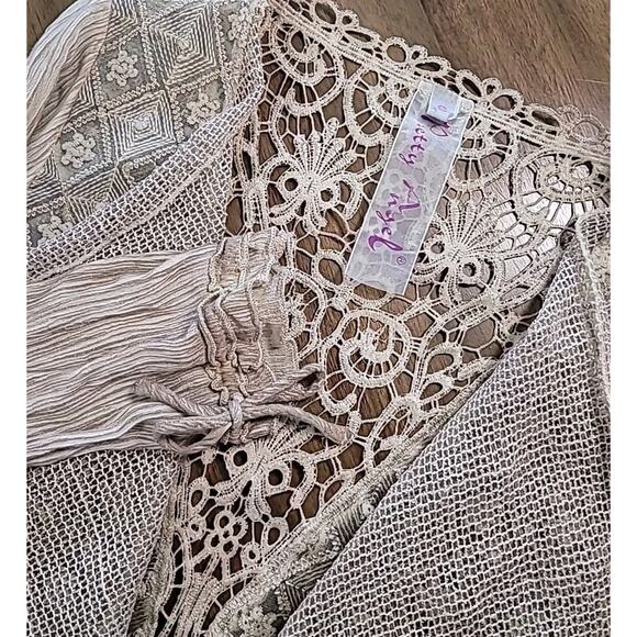 Pretty Angel Beige Crochet Lace Cardigan Cottagecore Fairycore S - Picture 1 of 9